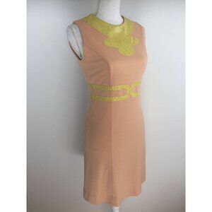 Dorian May Pale Pink Leather Trim Dress, NWT Size 4